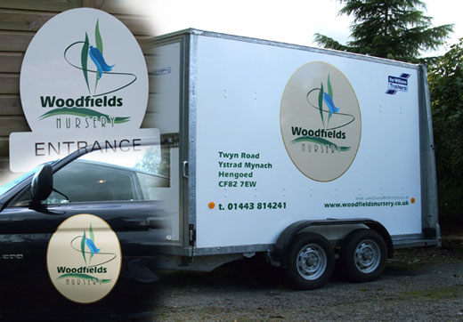 logo design in Wales for Woodfields Nursery of Ystrad Mynach